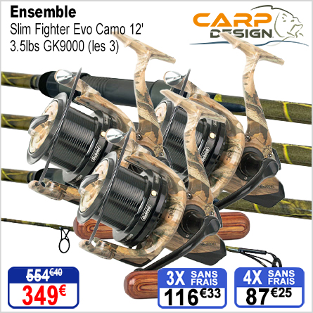 Ensemble Carp Design Slim Fighter Evo Camo 12’ 3.5lbs GK9000 (les 3)