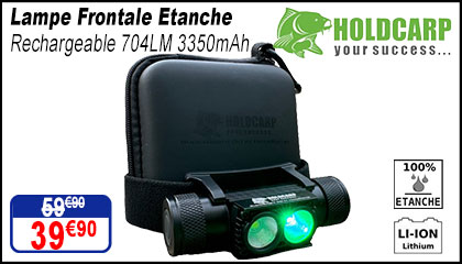 Lampe Frontale Holdcarp Etanche Rechargeable 704LM 3350mAh