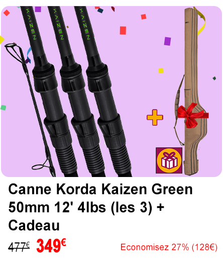 Canne Korda Kaizen Green 50mm 12' 4lbs (les 3) + Cadeau